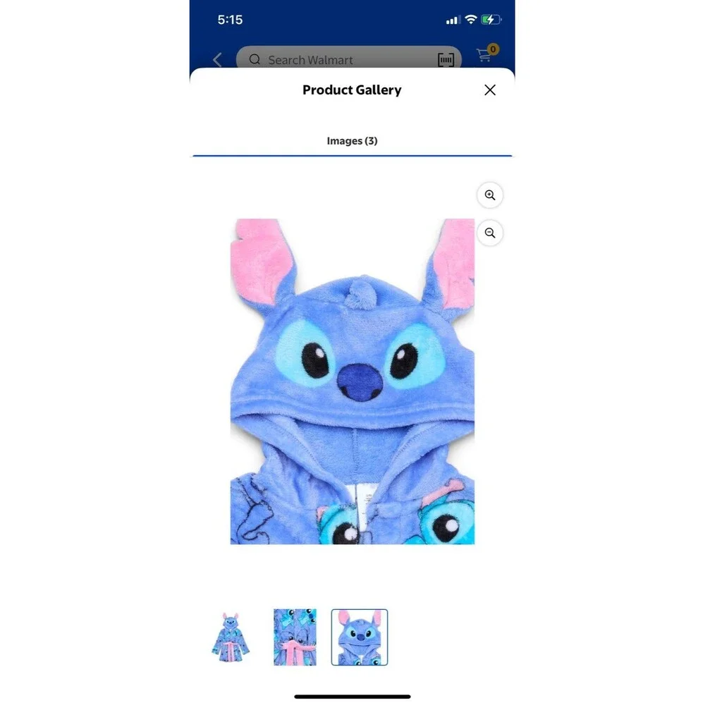 Disney Lilo & Stitch Girls Plush Hooded Cosplay Robe Size 4/5 NWT